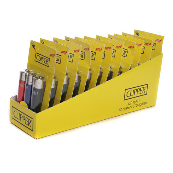 12 x 3 Blister Pack Clipper Large Solid Lighters - CL116UKH