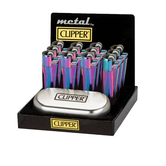 12 Mecheros Clipper Metal Grandes Acabados Clásicos Icy con Estuche - CM0S019UK