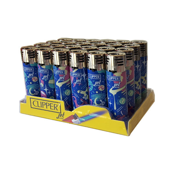 24 Clipper Electronic Printed Jet Flame Lighters Outer Space - CKJ3B033UKH