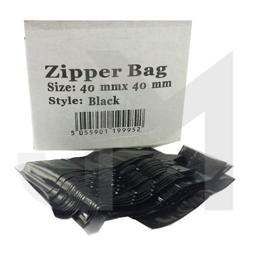 Zipper Branded 40mm x 40mm Black Bags