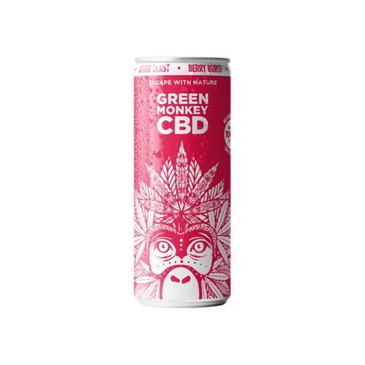 12 x Green Monkey 10mg CBD Berry Burst Sparkling Drink 250ml (BUY 1 GET 1 FREE)