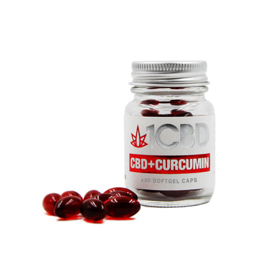 1Cápsulas de gelatina blanda de CBD 25 mg de CBD + 10 mg de curcumina 30 cápsulas