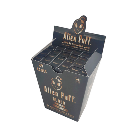 24 Alien Puff Black & Gold King Size Pre-Rolled Black Cones