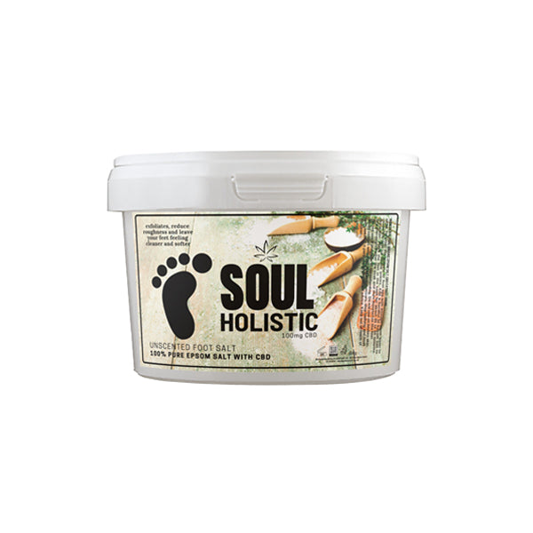 Soul Holistic 100mg CBD Pure Epsom Salt Sal para pies sin perfume - 500g