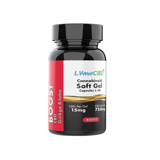 LVWell CBD 750mg Cápsulas de gelatina blanda de CBD Boost - 50 cápsulas