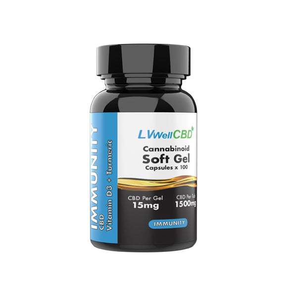 LVWell CBD 1500 mg Cápsulas de gelatina blanda de CBD Inmunidad - 100 cápsulas