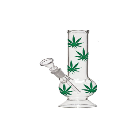 Bong de vidrio con estampado de hojas de cannabis de 10" - GB-20